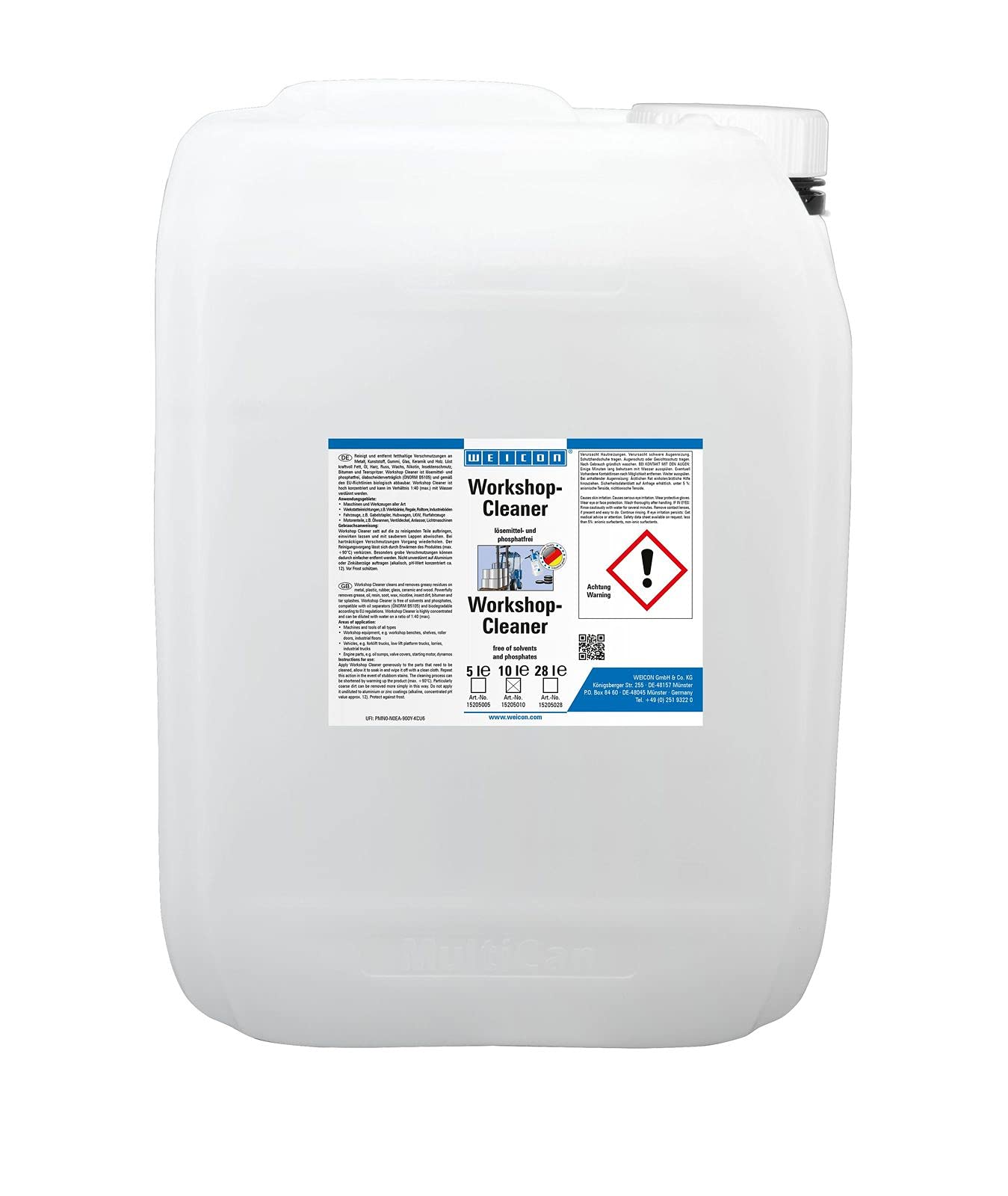 Nettoyant d'atelier Weicon 15205010 bidon de 10 l pour surfaces industrielles
