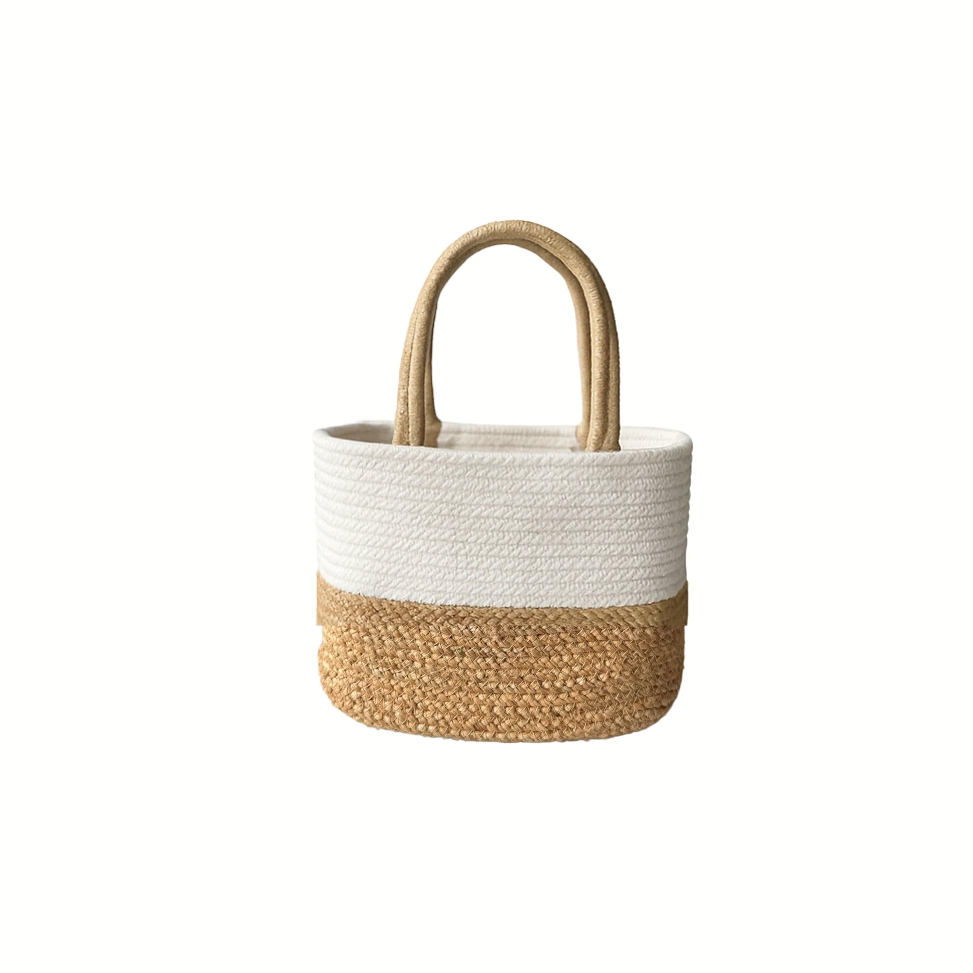 JASMEY HOMES Jute Lunch Bag - White -2
