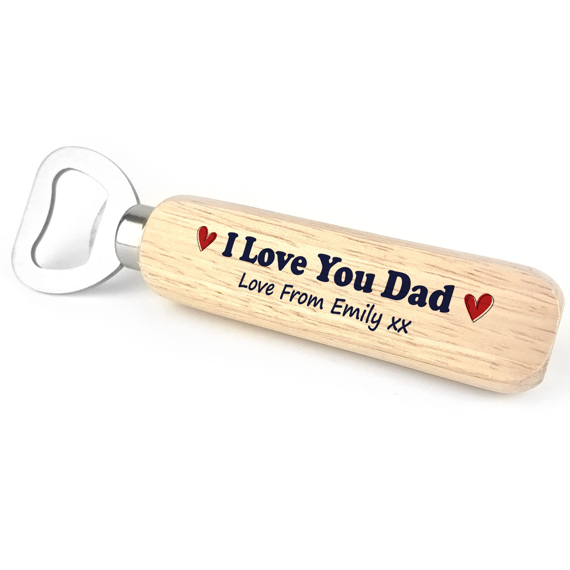Red Ocean Personalised Wooden Bottle Opener Gifts for Dad, Daddy, Grandad, Him, Fathers Day Gift Ideas, Printed Bottle Opener Gifts from Son, Daughter, Children