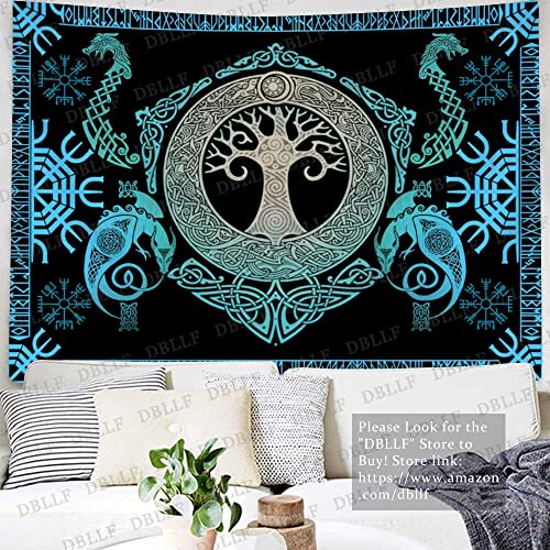 Dbllf Ancient Viking Tapestry Tree Of Life Wall Hanging Rune Dragon Boat Nordic Mythology Aesthetic Wall Tapestry For Bedroom Living Room Dorm Decorative Large Flannel 80X60 Inches Gtyydb3172 #TOP5