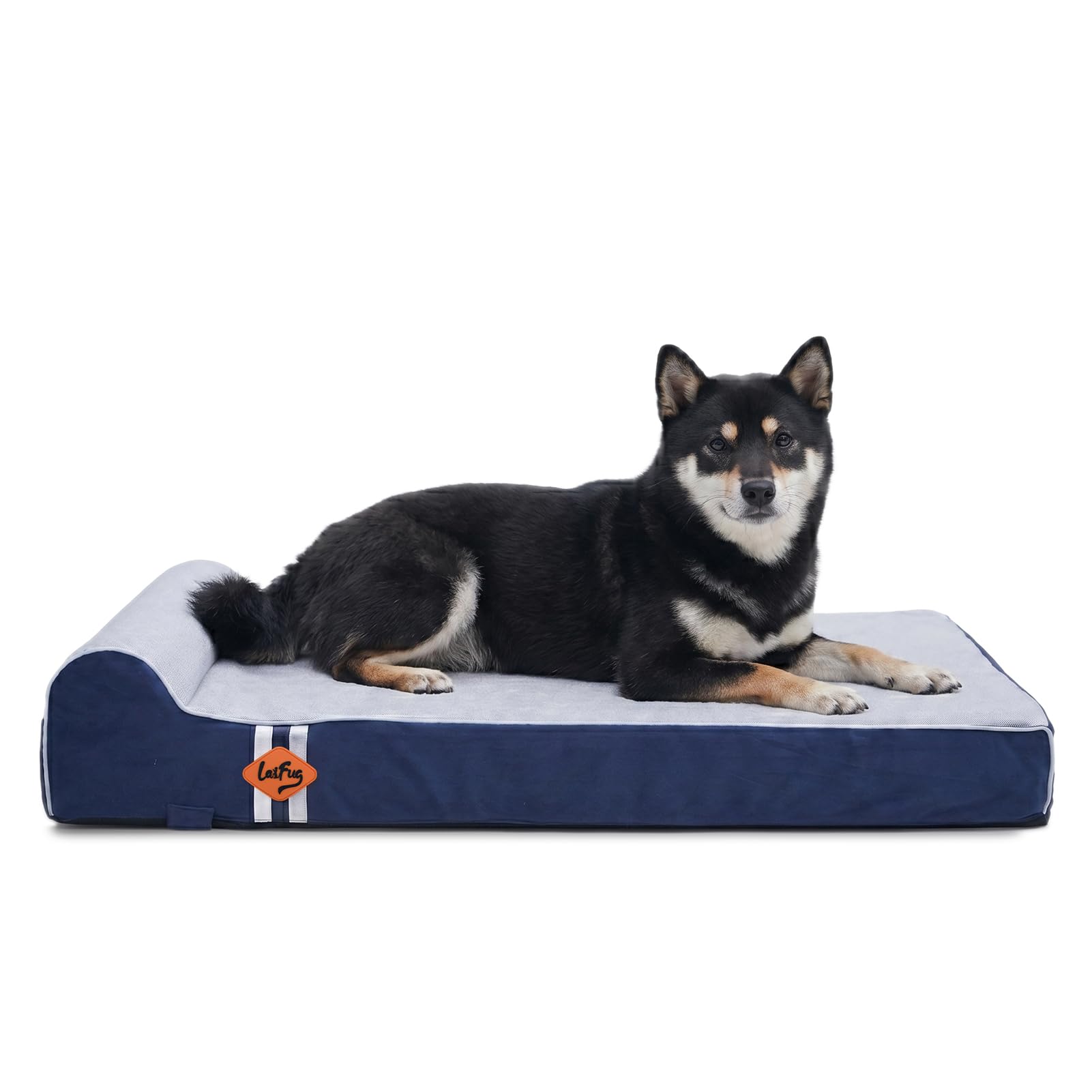 Laifug Orthopedic Memory Foam Dog Bed with Pillow and Durable Water Proof Liner &amp; Removable Washable Cover &amp; Smart Design Medium (34"x22"x5.5"), Slate Blue