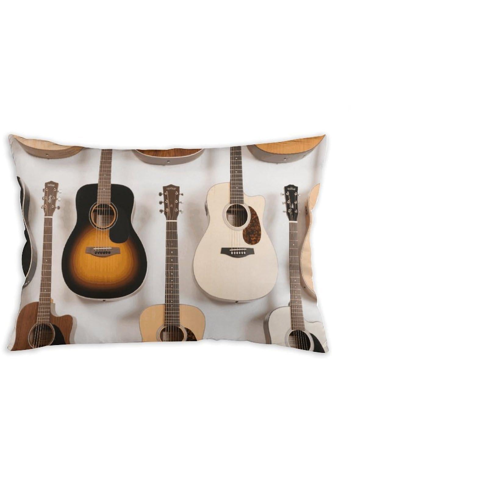 FodPand Decorative Throw Pillow Covers 12x20 Short Plush Guitars Body Pillowcase Cushion Cases with Invisible Zipper Rectangle Lumbar Pillow Shells for Sofa Couch Chair Bed Home Decor