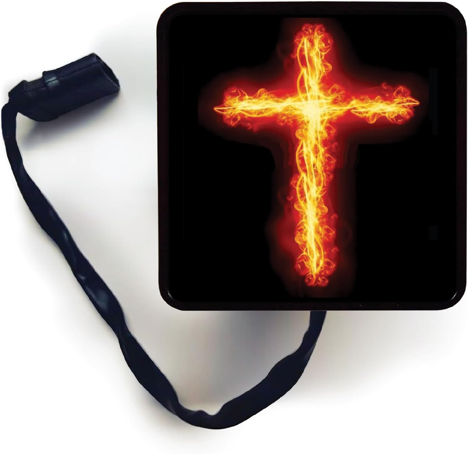 Black11 Designs Hitch Cover Art – Bible - Custom Designed Trailer Receiver LED Brake Light (Fire Cross)