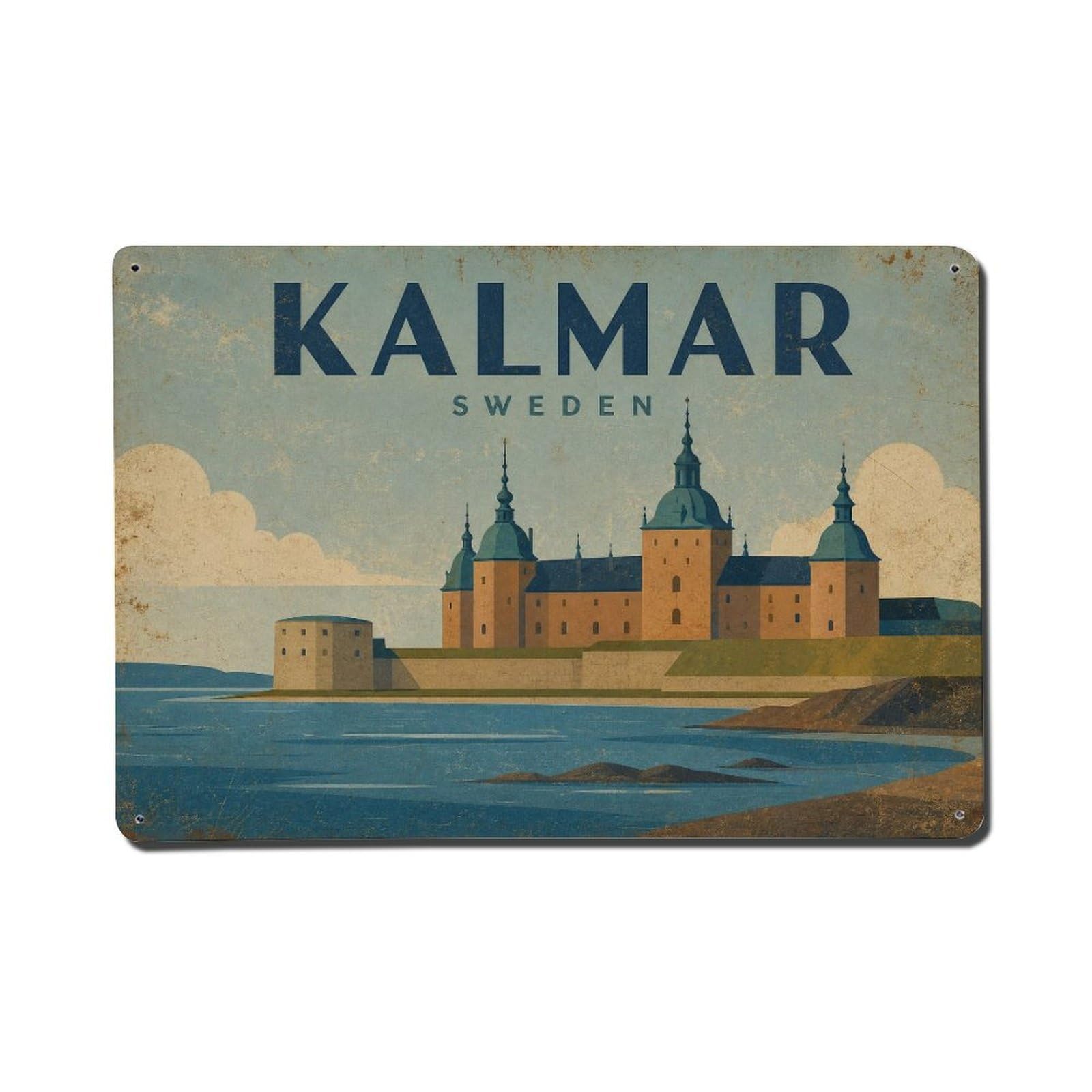Metal Tin Sign Vintage Travel Sweden Kalmar