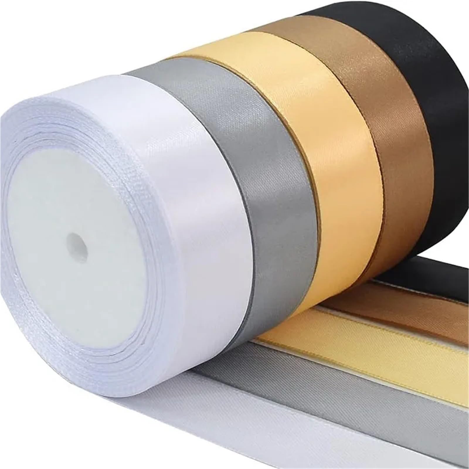Schleifenband, 20 Rollen, 22 Meter/Rolle, Regenbogen-Seidenband, doppelseitig, für Bastelarbeiten, Schleifen, Geschenkverpackungen, Verzierungen (01 Weiß, 15 mm, 22 Meter)