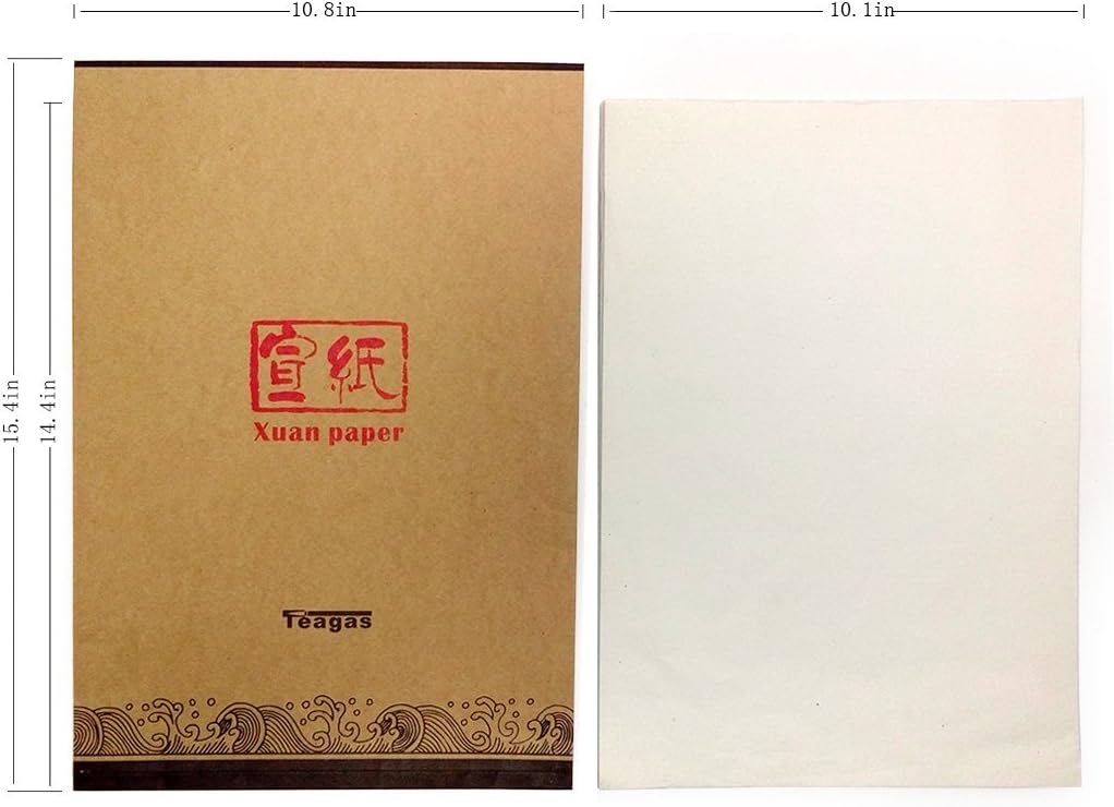 Teagas Chinese Calligraphy Brush Ink Writing Sumi Paper/Xuan Paper/Rice Paper for Chinese Calligraphy Brush Writing Sumi Set, 14 x 10 Inch : Arts, Crafts & Sewing