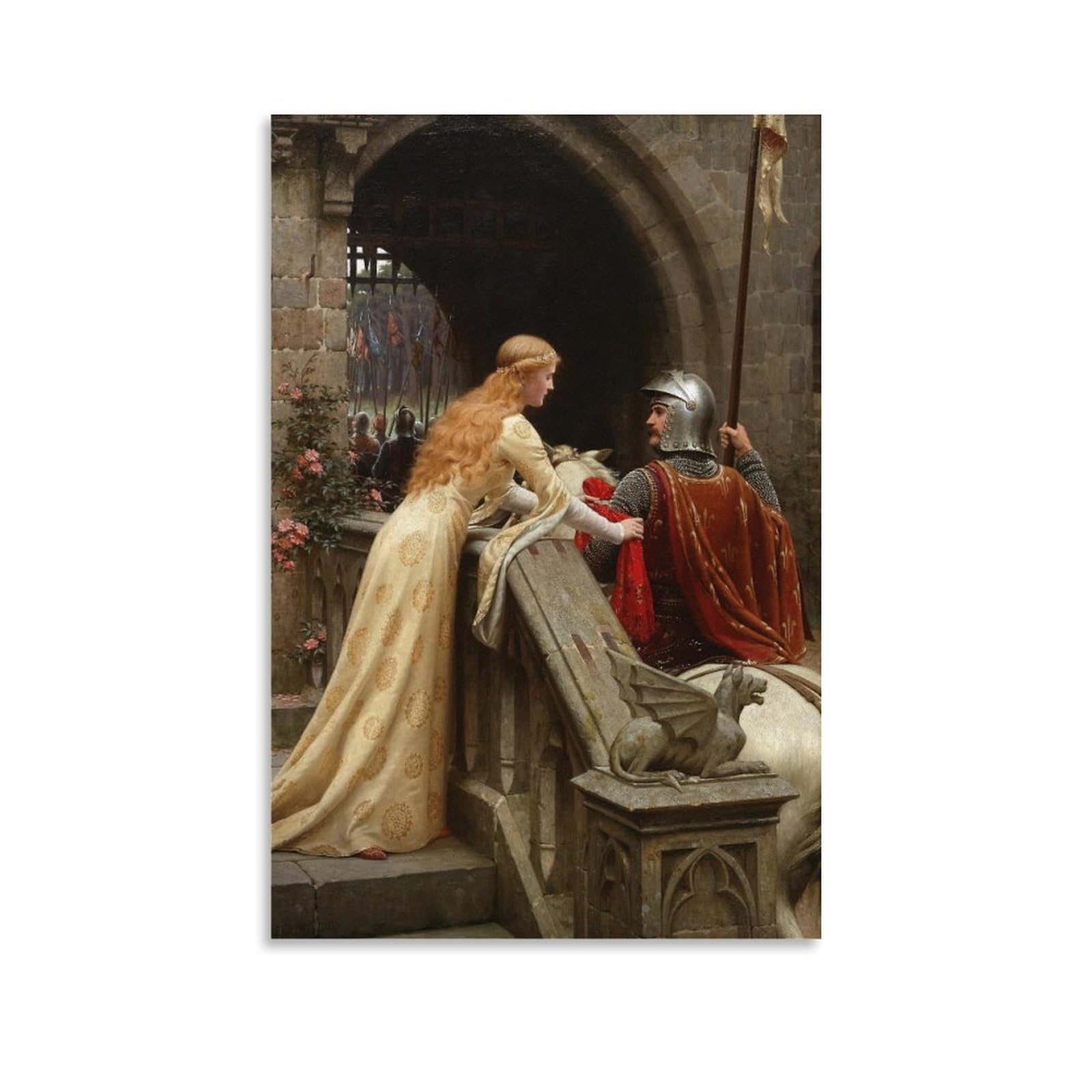Xuxuecc Unframe Edmund Blair Leighton Wall Art Prints Paintings Poster God Speed Art Print Wall Photo Paint Hanging Picture Family Bedroom Decor Gift 16X24inch(40X60cm)