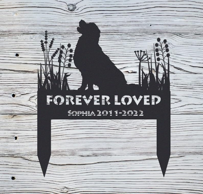 Personalized Golden Retriever Memorial Garden Stake – Custom Pet Grave Marker Sign – Dog Loss Outdoor Tribute Stake (Golden Retriever Memorial Stake)