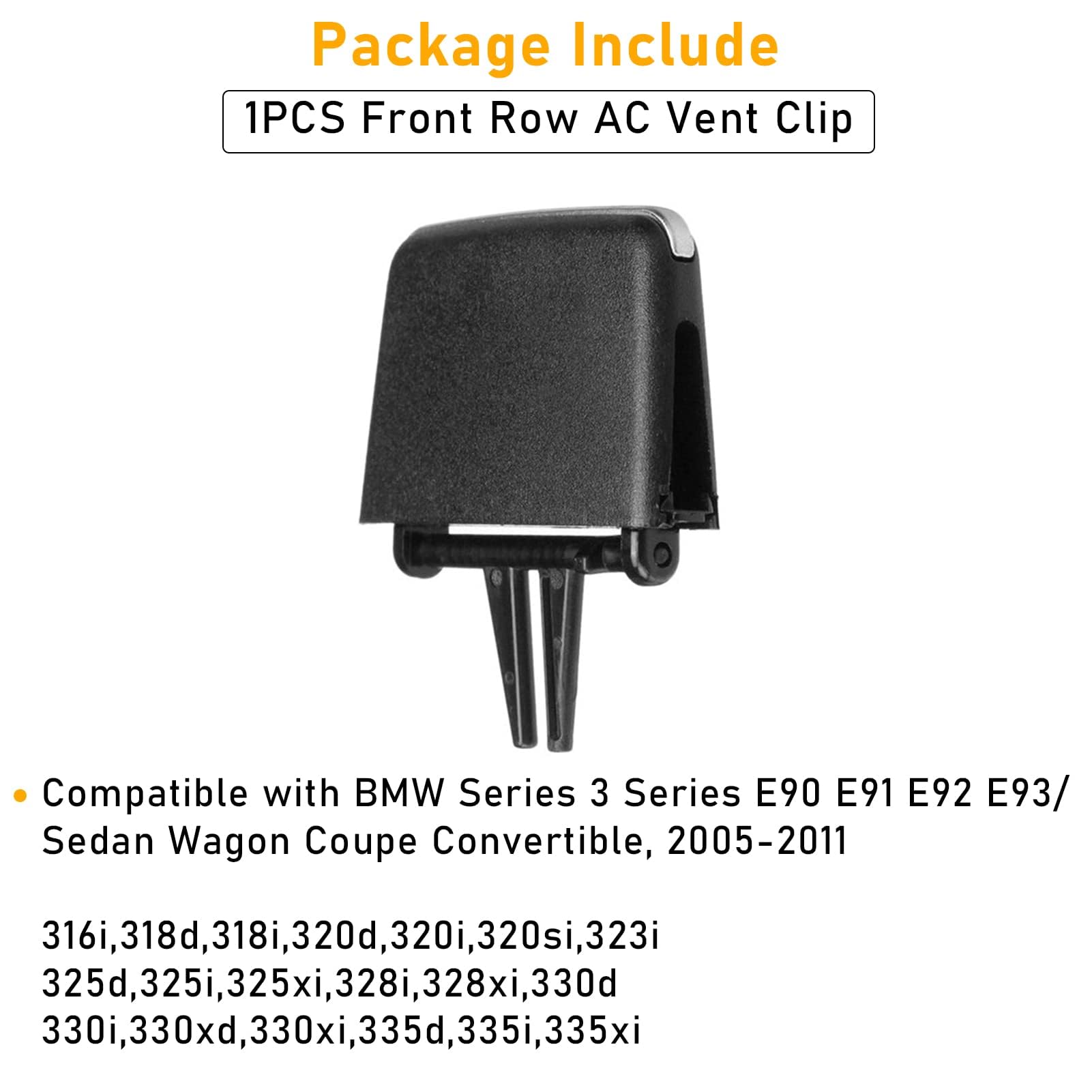 TTCR-II 1PCS AC Clip Lüftungsgitter Kompatibel mit Auto AC Entlüftungsclip 3er E90 E91 E92 E93 320i,325i,328i,330i,335i (2005-2011) Lüftungsgitter Clip Vorne,Klimaanlage Luftgitter Clips(Vorne)