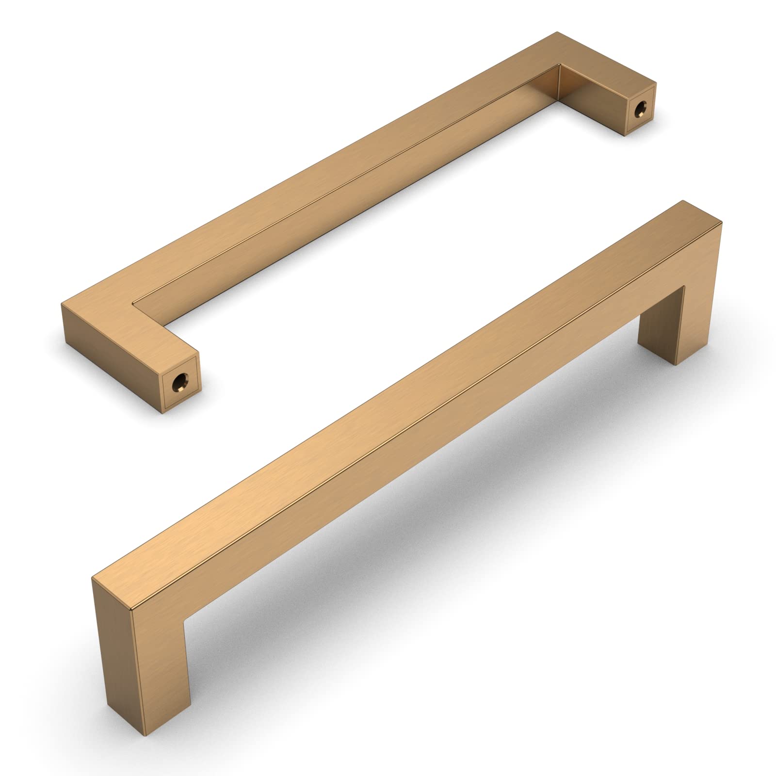 Amerdeco 6 Pack Champagne Bronze Kitchen Cabinet Handles 6.3 Inch(160mm) Hole Centers Handles for Kitchen Cabinet Hardware Champagne Gold Cabinet Pulls for Cupboard Dresser Drawer Handles