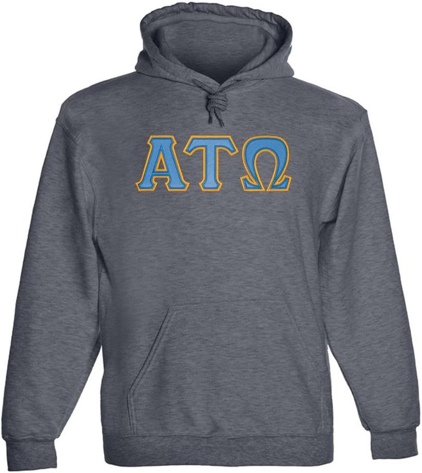 Fashion GreekAlpha Tau Omega Twill Letter Hoody Drk HTH XL Dark-Heather, Dark-heather, XL