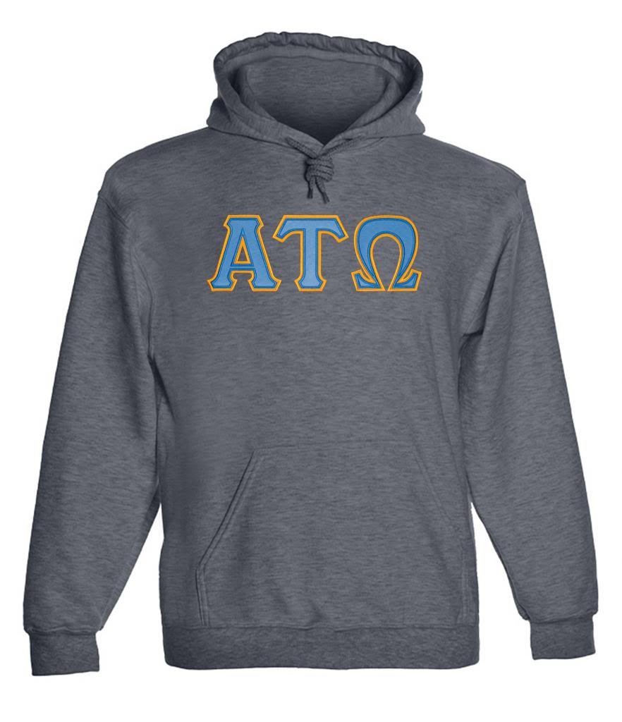 Fashion GreekAlpha Tau Omega Twill Letter Hoody Drk HTH XL Dark-Heather, Dark-heather, XL