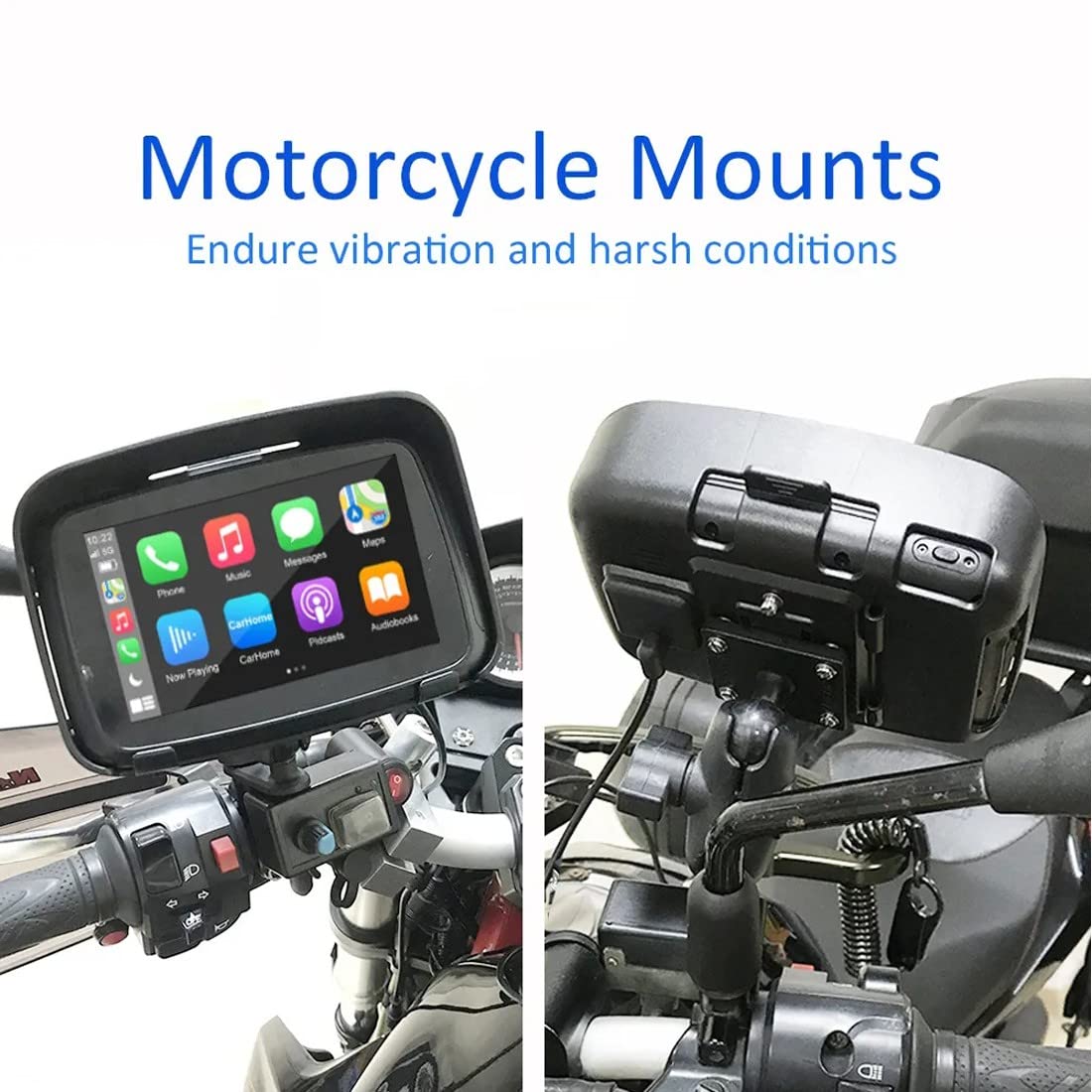 Navigatore Moto IPX7 Impermeabile 5" Touch Screen HD Carplay Wireless Android Auto Supporto