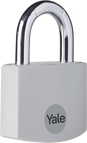 Miniatura 5 de Yale Candado de aluminio cubierto con 3 llaves iguales para uso en interiores y exteriores, armario de gimnasio y caja de herramientas (gris)