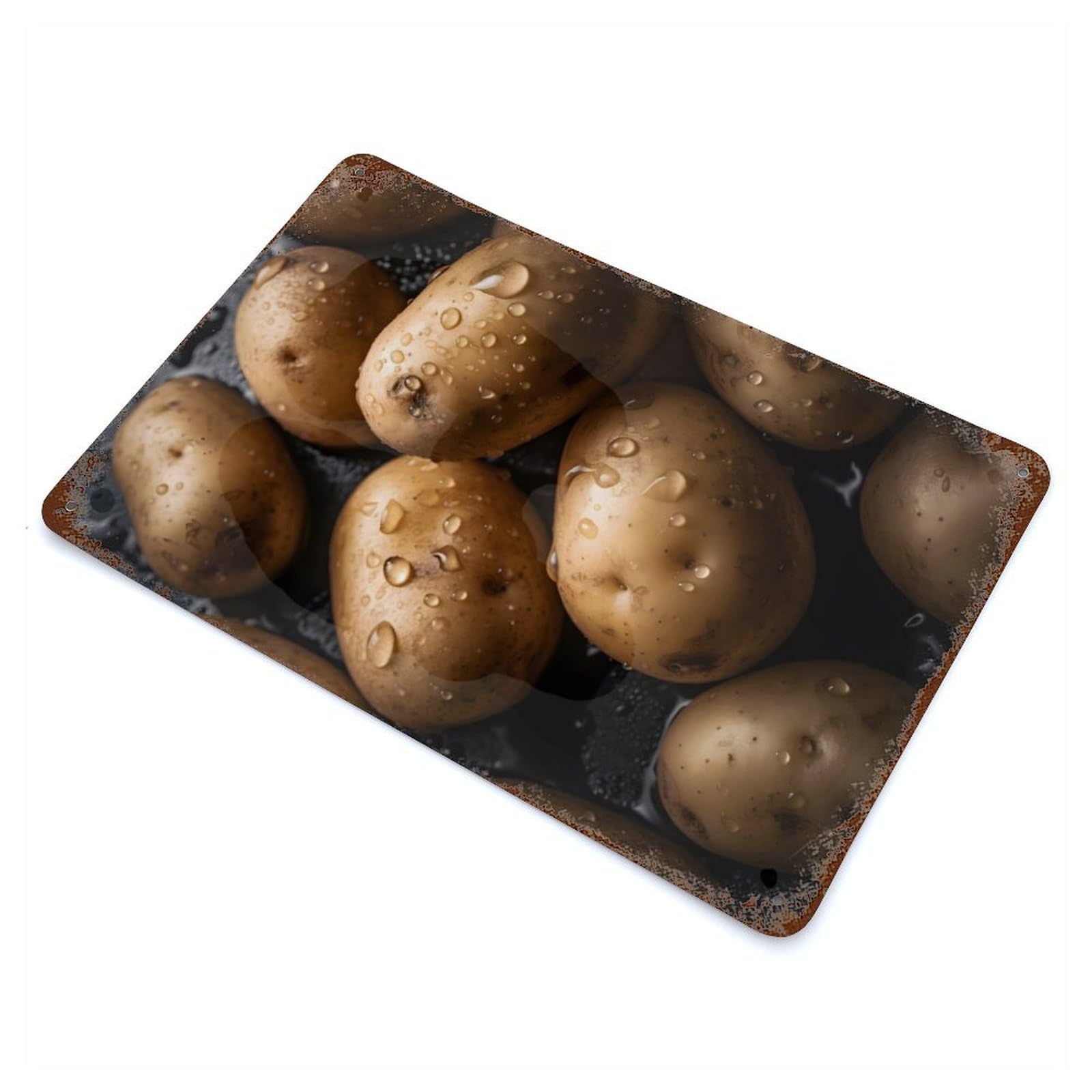 Garage Style Fresh Potatoes Weathered Tin Sign 11.8"x7.9", Classic Wall Plaque for Bar And Workshop
