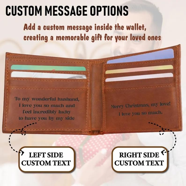Custom Wallets for Men - Personalized Wallet for Men Engraved Leather Bifold, Personalized Gifts for Men, Husband Gifts, Customizated Gifts for Him (Dark Brown2)4