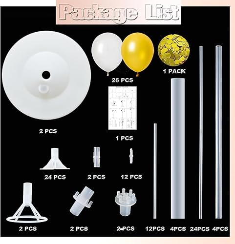 Miniatura 29 de Juego de 2 columnas de globos con globos arcoíris surtidos incluidos: torre de globos con soporte, base y poste, decoración de fondo para bodas