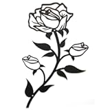 ESTART Black Metal Rose Flower Wall Decor for Bathroom&comma;15&OpenCurlyDoubleQuote;H Metal Cute Floral Wall Art Valentine&apos;s Day Ornament Wall Sculptures for Home Living Room Bedroom Kitchen Restroom Office &lpar;1 Piece&rpar;