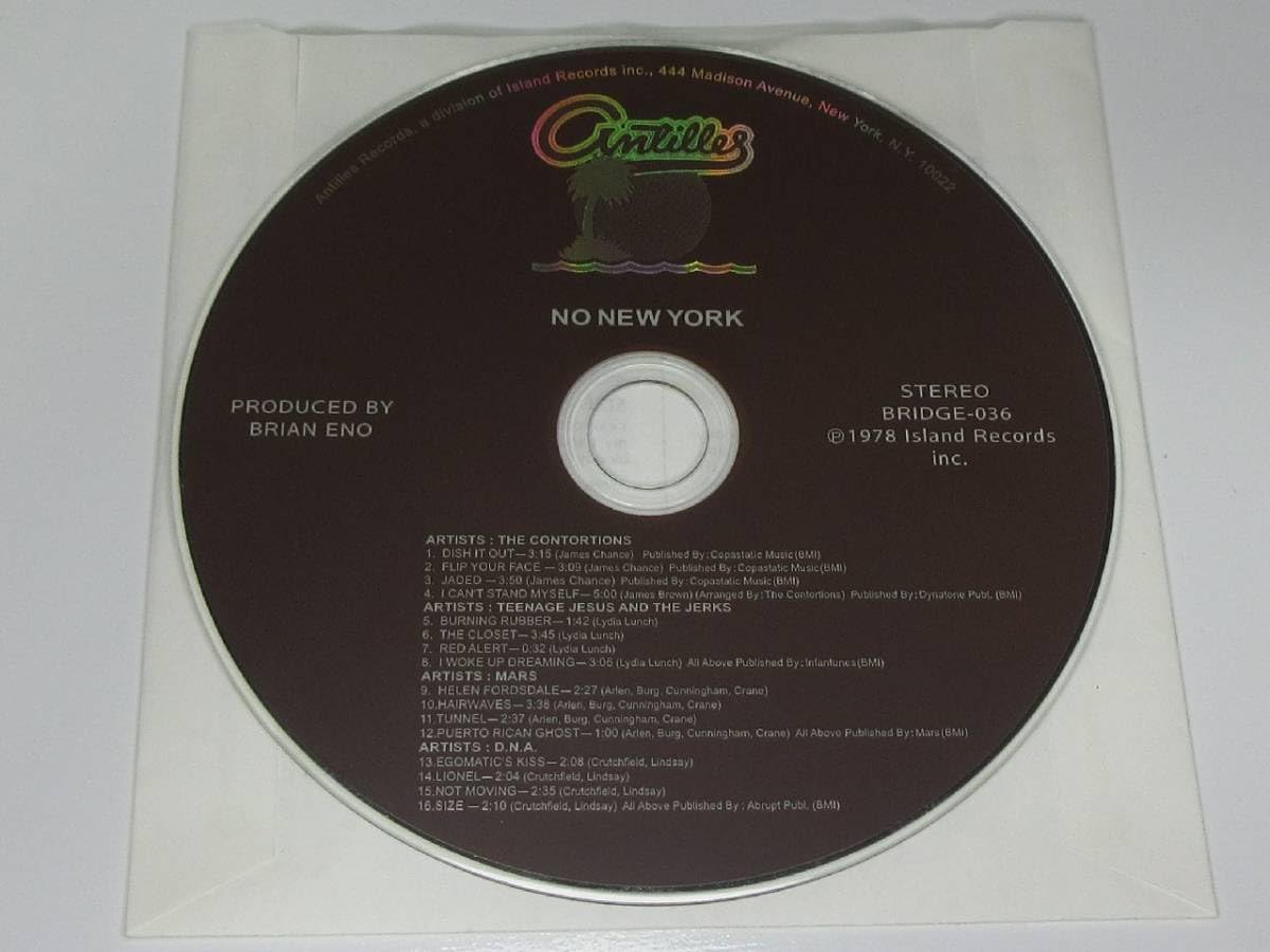 【USオリジナル盤】「NO NEW YORK」ブライアン・イーノ プロデュース Amazon.co.jp: ノー・ニューヨーク ブライアン・イーノ・プロデュース