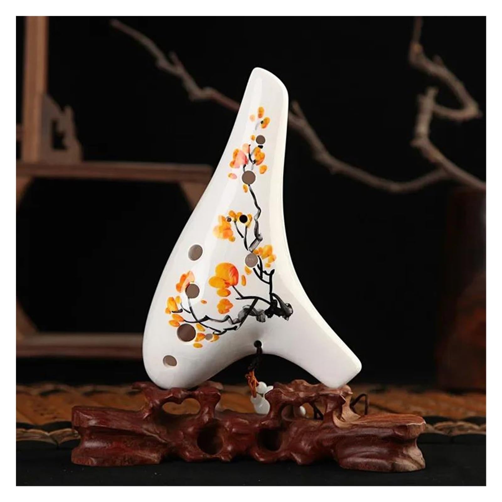 Ocarina Ocarina A 12 Fori Con Tono AC Stile Antico Cinese Forma Aggraziata Flauto In Ceramica Professionale Con Pittura A Mano(Figure A)