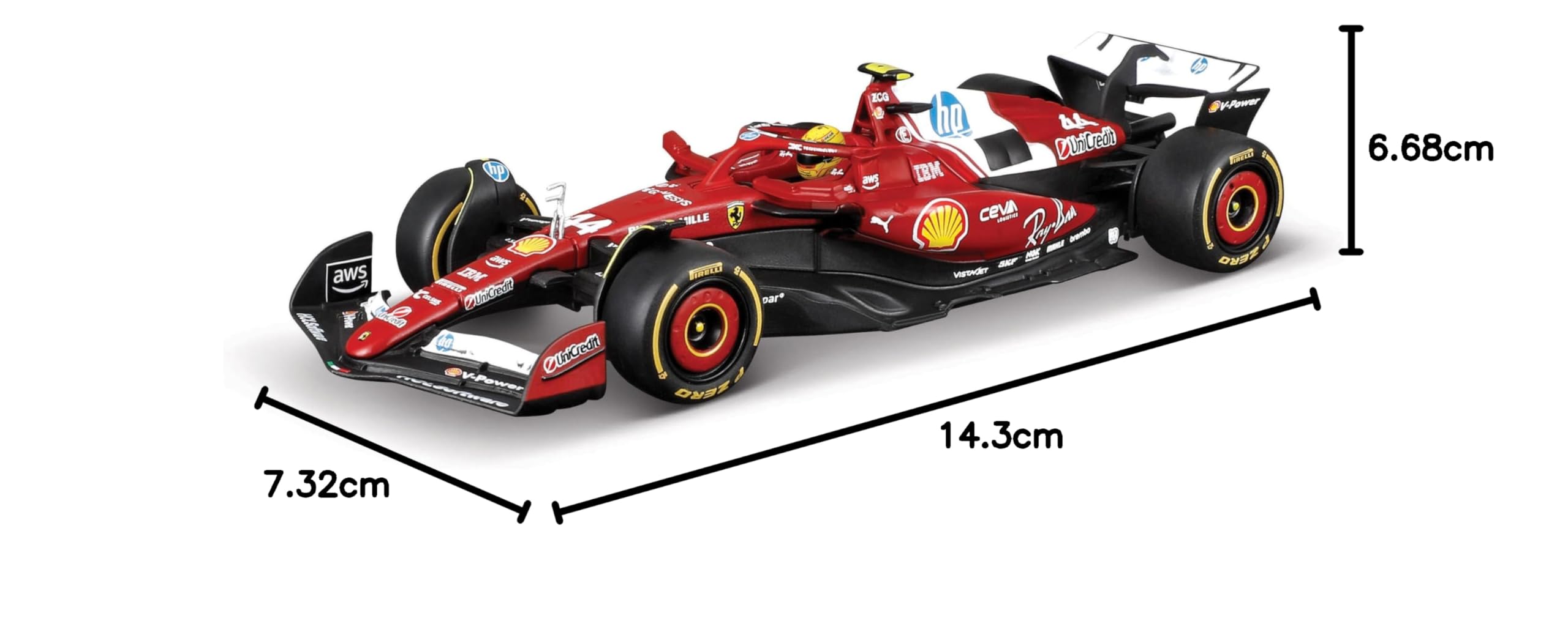 Bburago Ferrari SF-25 F1 2025 #44 Hamilton Diecast 1:43 Replica Dettagliata Teca Basetta Licenza Ufficiale Ferrari