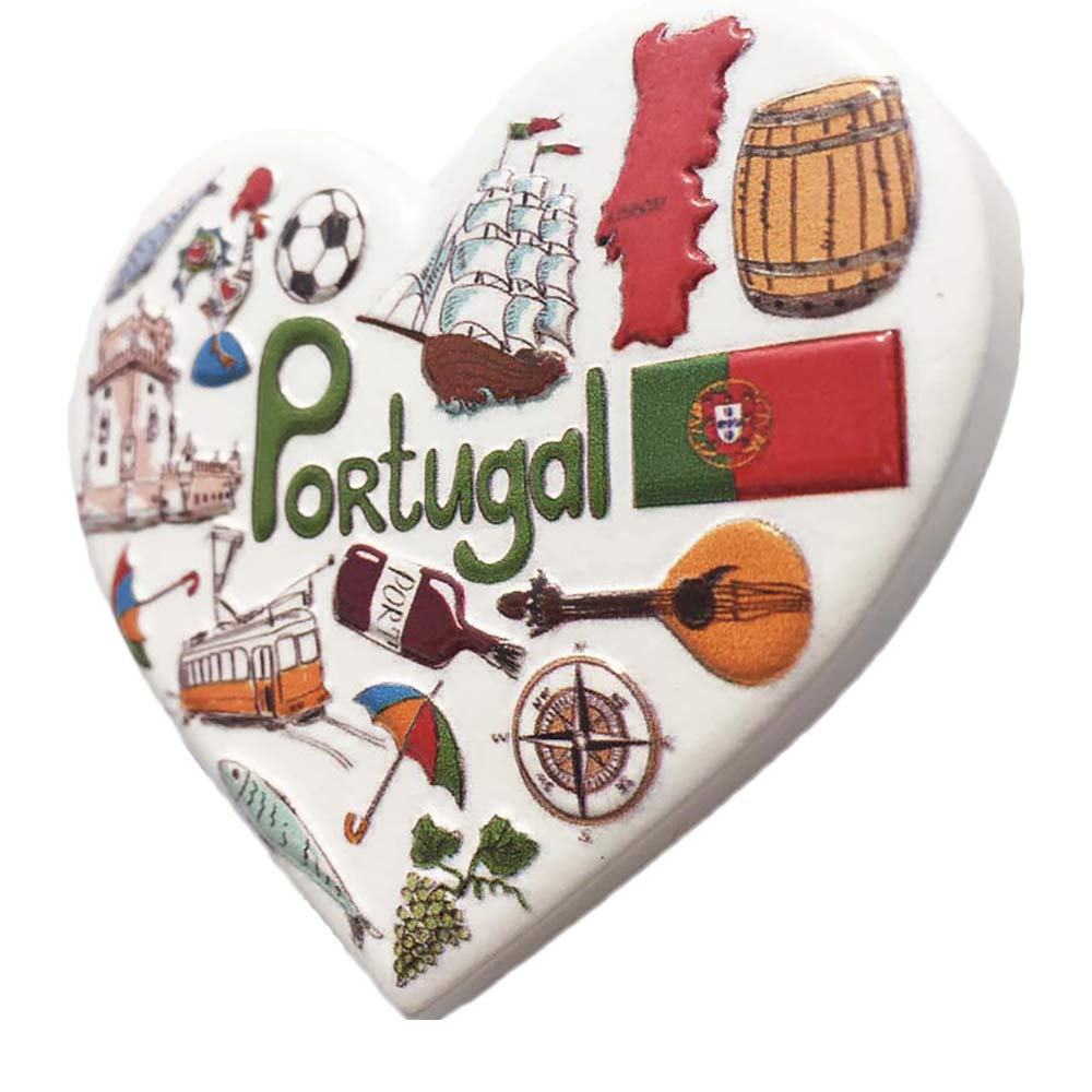 Wedarego Portugal 3D Heart-Shaped Refrigerator Magnet Tourist Souvenirs Resin Magnetic Stickers Fridge Magnet Home & Kitchen Decoration From China (Portugal)