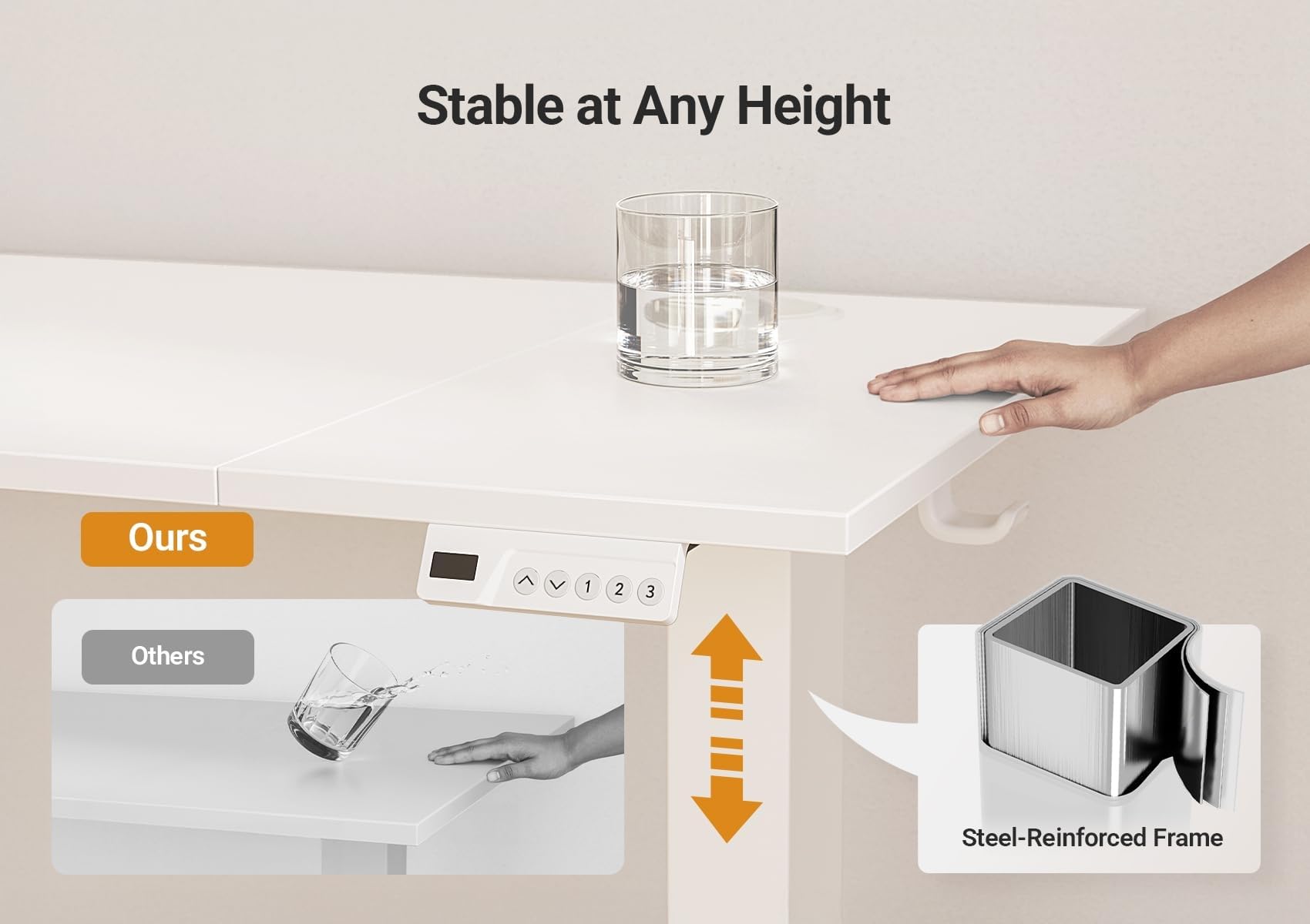 Claiks Electric Height Adjustable Standing Desk, 48x24 Inch, Cold White view 6