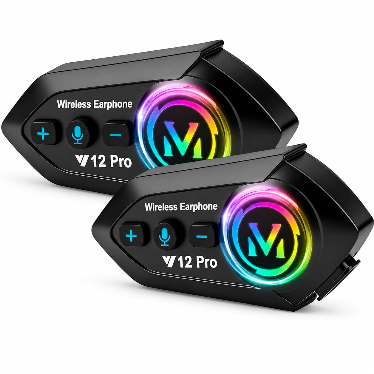 Genérico Intercomunicador Bluetooth 5.4 para Moto, Sistema de Comunicación Inalámbrico para 2 Pilotos hasta 500m, Auriculares Impermeables IP56 para Casco Universal, Set de 2