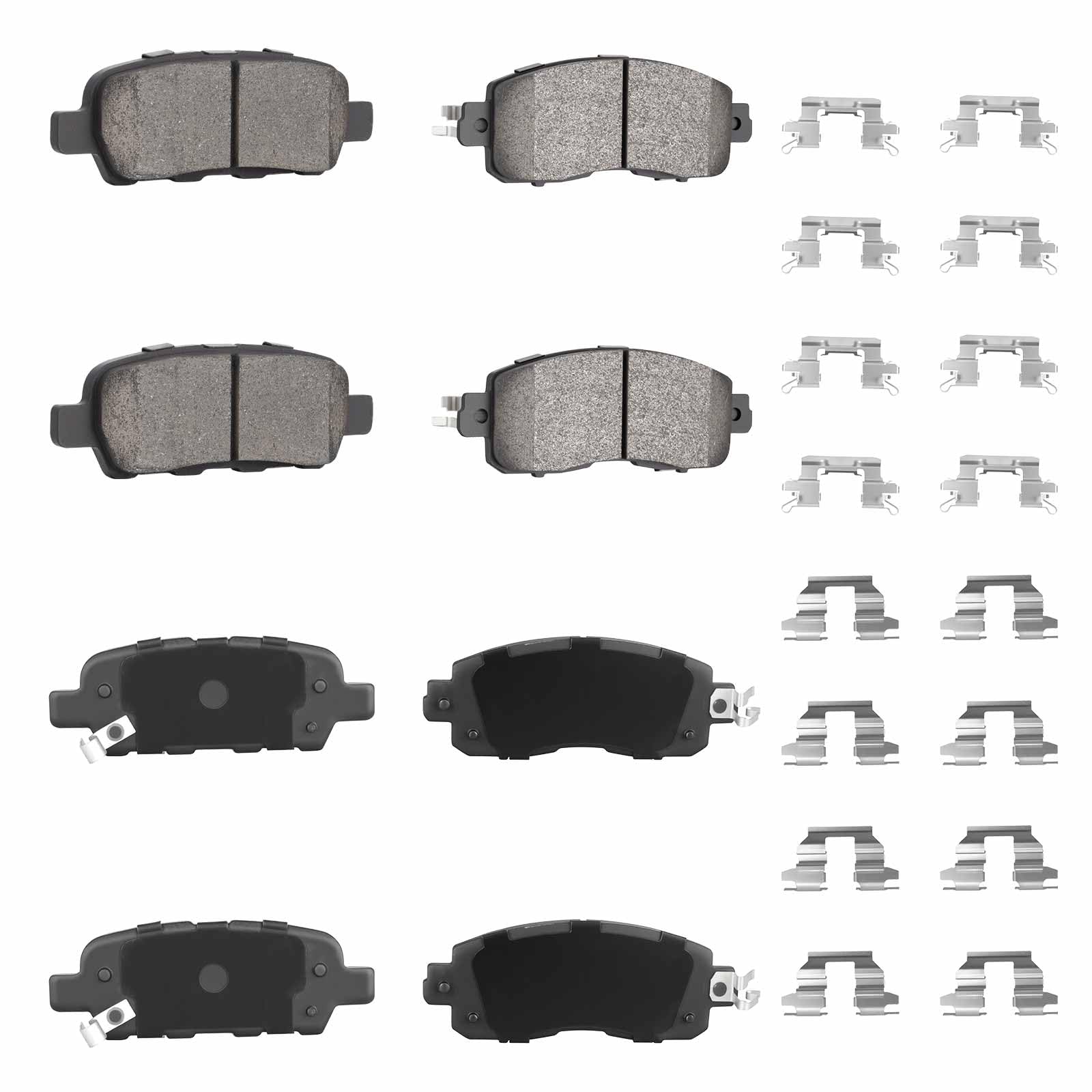 TadaMark 8PCS Rear Ceramic and Front Semi-Metallic Brake Pads Set
