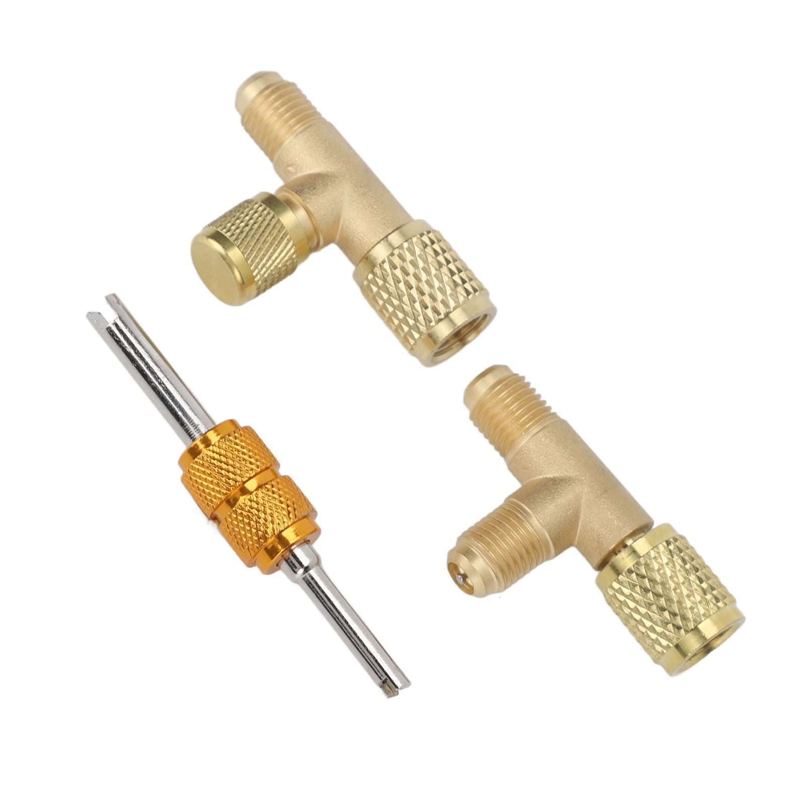 Adapter Pompy Próżniowej Trójnik Chłodniczy Mosiądz 1 Zawory 4-calowe Rdzeń Mosiężny Trójnik Adapter Szybkozłącze Tee Dostępowe Złączki do Wakuometru R22 R12 R134 Czynnik