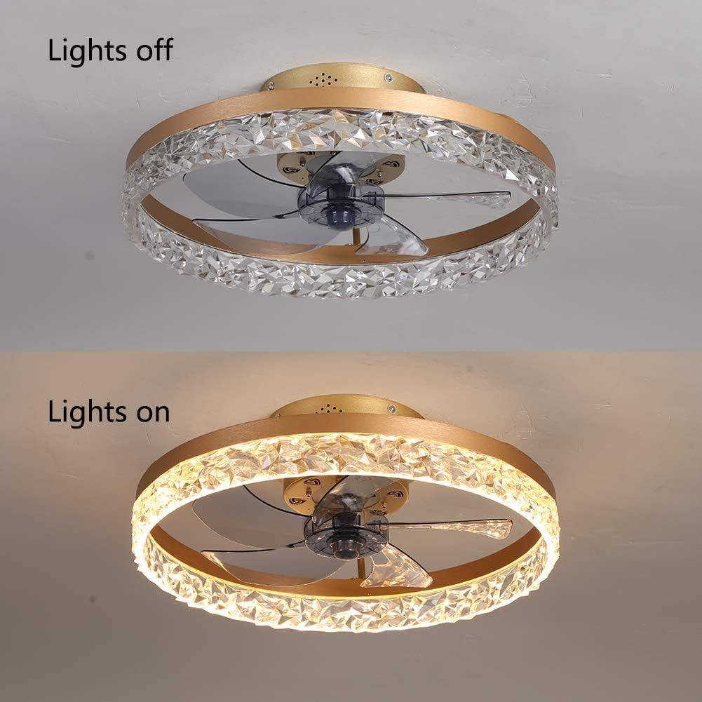 Fan Ceiling Light Creative Modern LED Ceiling Light Dimmable Ceiling Fan with Lighting and Remote Control Quiet Nursery Bedroom Living Room Lighting Gold (Gold)