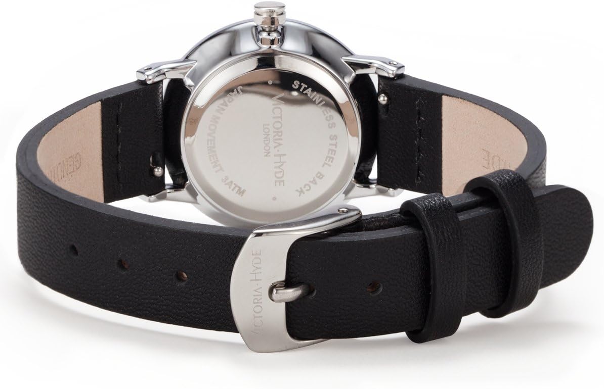 VICTORIA HYDE Retro Watches for Women Small Dial Analog Quartz Detachable Genuine Leather Strap Ladies Wristwatch Black - Image 4