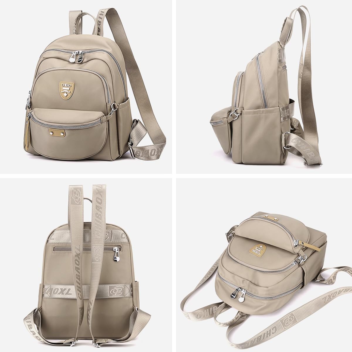 Casual Mini Resistant Backpack For Women Nylon 12.9 Inch Lightweight Simple Dual Use Small Travel Bag - Image 4