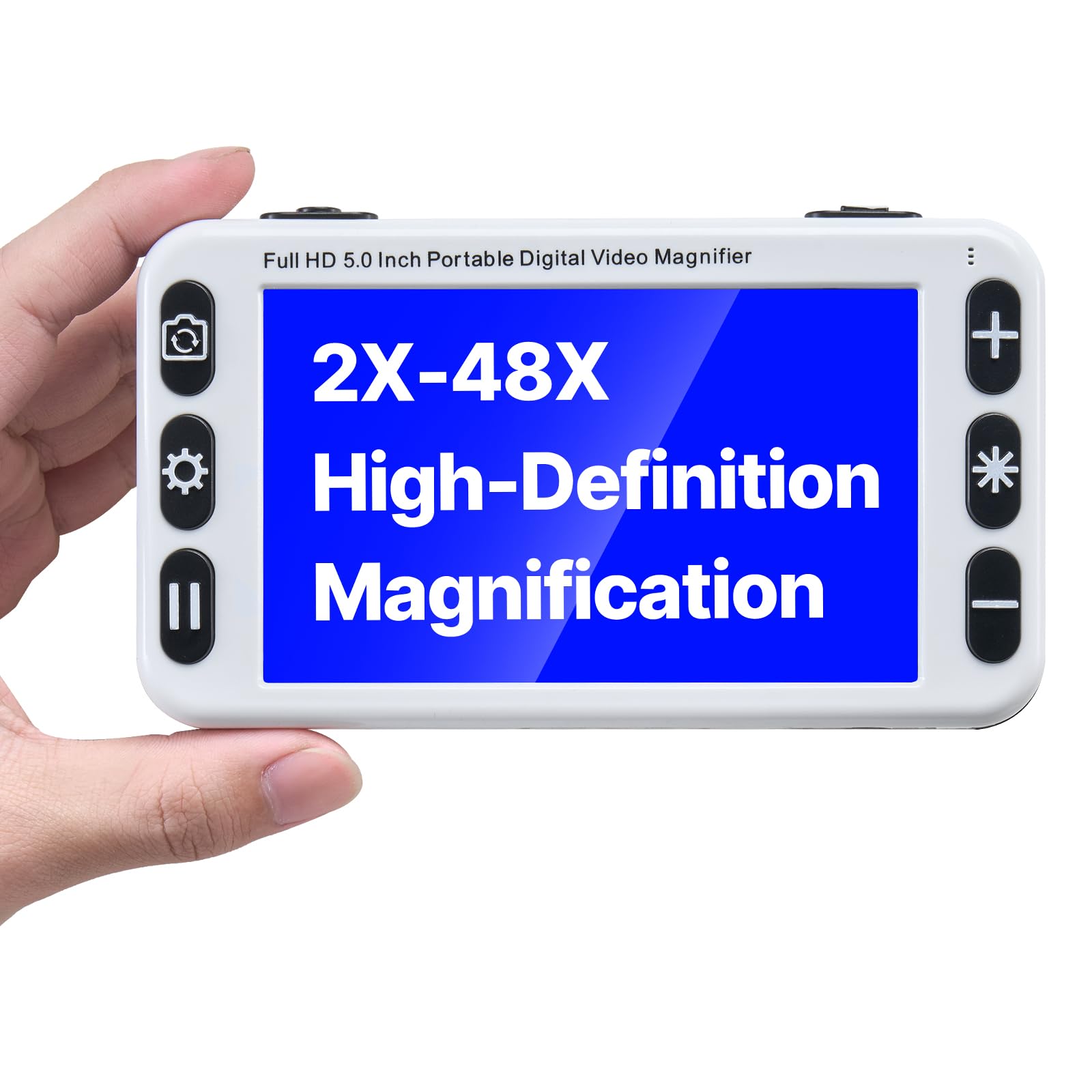 VEVOR Tragbare Digitale Lupe, 5 Zoll HD elektronische Leselupe, Lesehilfe für Sehschwäche, 2- bis 48-facher Zoom, mit 13 MP Nah- & Fernobjektiv, 26 Farben, AV- & HDMI-Ausgang, klappbarer Griff