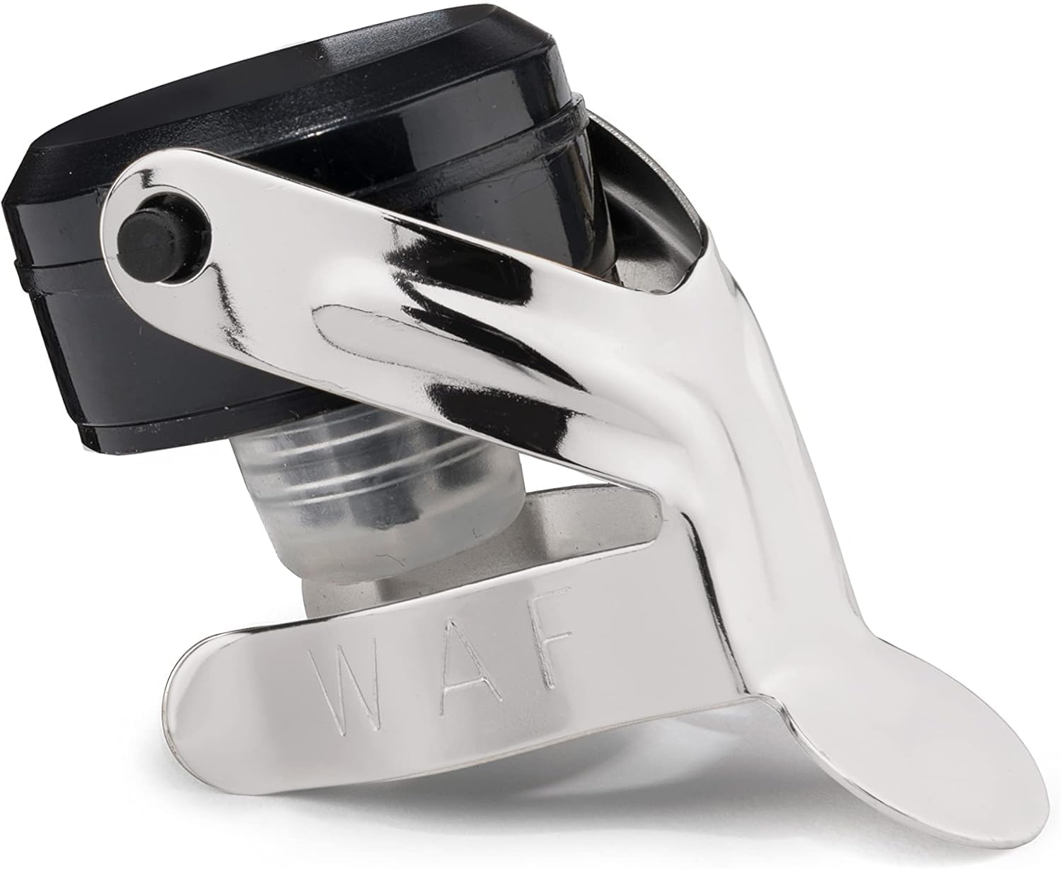 EUPOSIA - Made in Italy - SUPERTAPPO - Set di Stopper Universale Vino & Champagne - BLOCKWAF System fino a 6 Atm. - In Acciaio Cromato e Silicone - Mod. 1920 con Aletta INOX (Nero-6 pz)