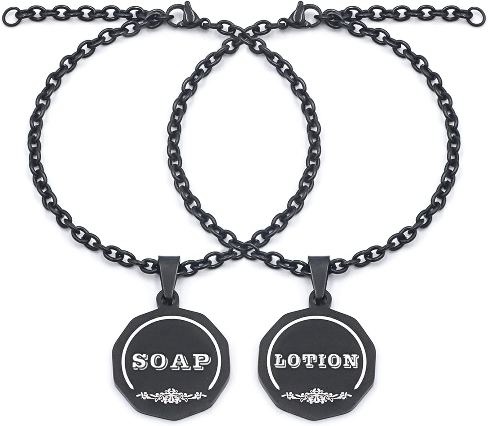 HvOvMvE Soap/Dish Soap, Lotion/Hand Soap Tags - Double-Sided Labels for Kitchen/Bathroom Dispensers- Laser Engraved Three-Dimensional Font, Mason Jar Decoration, 2 pcs Set (Black)