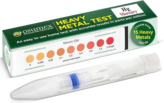 Heavy Metal Mercury Test Kit 1 Pack Heavy Metals Test - Drinking Water Test Kit, Heavy Metal Test Kit, Mercury Testing Kit, Heavy Metals Testing Kit for Urine, Water, Food, Other Materials