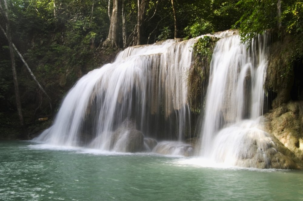 Posterazzi Thailand Kanchanaburi Province National Park One Of The Falls From The 7-Tiered Erawan Waterfall Poster Print, (17 x 11)