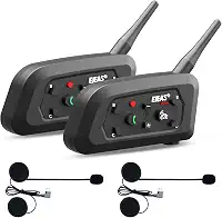 EJEAS Fone de ouvido Vnetphone V6 Bluetooth para motocicleta, 2 motociclistas intercom Bluetooth 5.1 sistema de comunicação com chamadas de mãos livres e redução de ruído para motociclismo, esqui e escalada (pacote com 2)