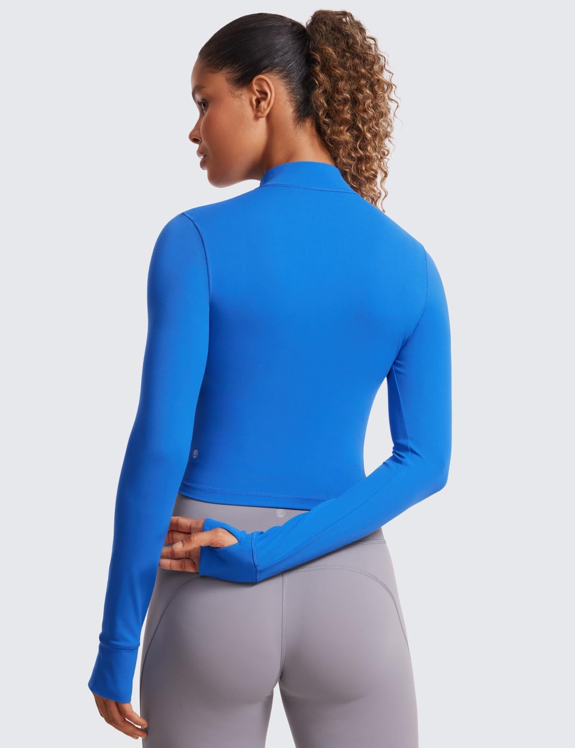CRZ YOGA Butterluxe Cropped Athletic Jackets for Women - Full Zip Up Track Tops with Thumb Holes Pockets - Image 2