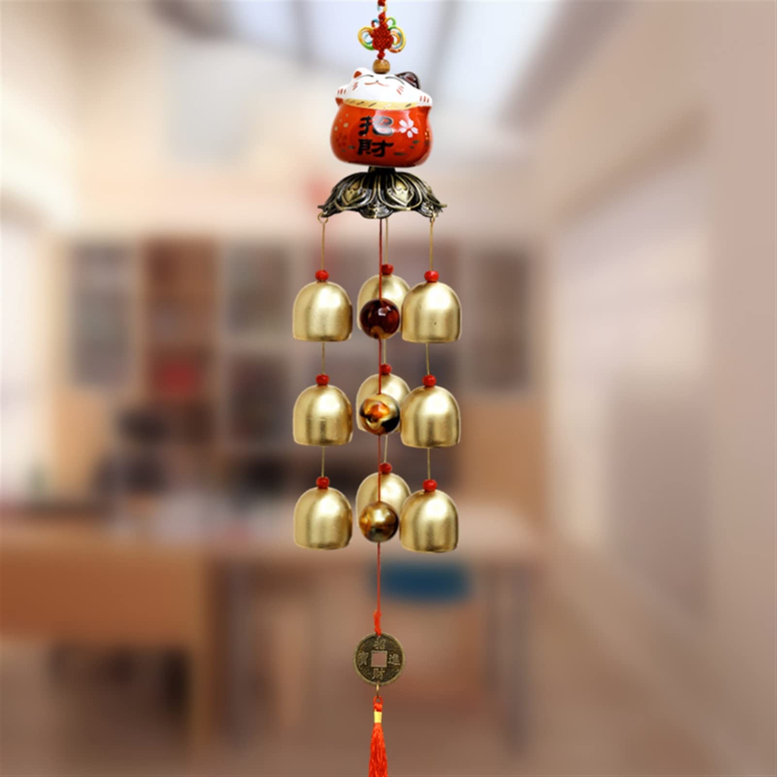 doorbell, Wind Bells Wealthy Cat Chimes Store Doorbell Hanging Ornaments Door Decoration(9 bells)