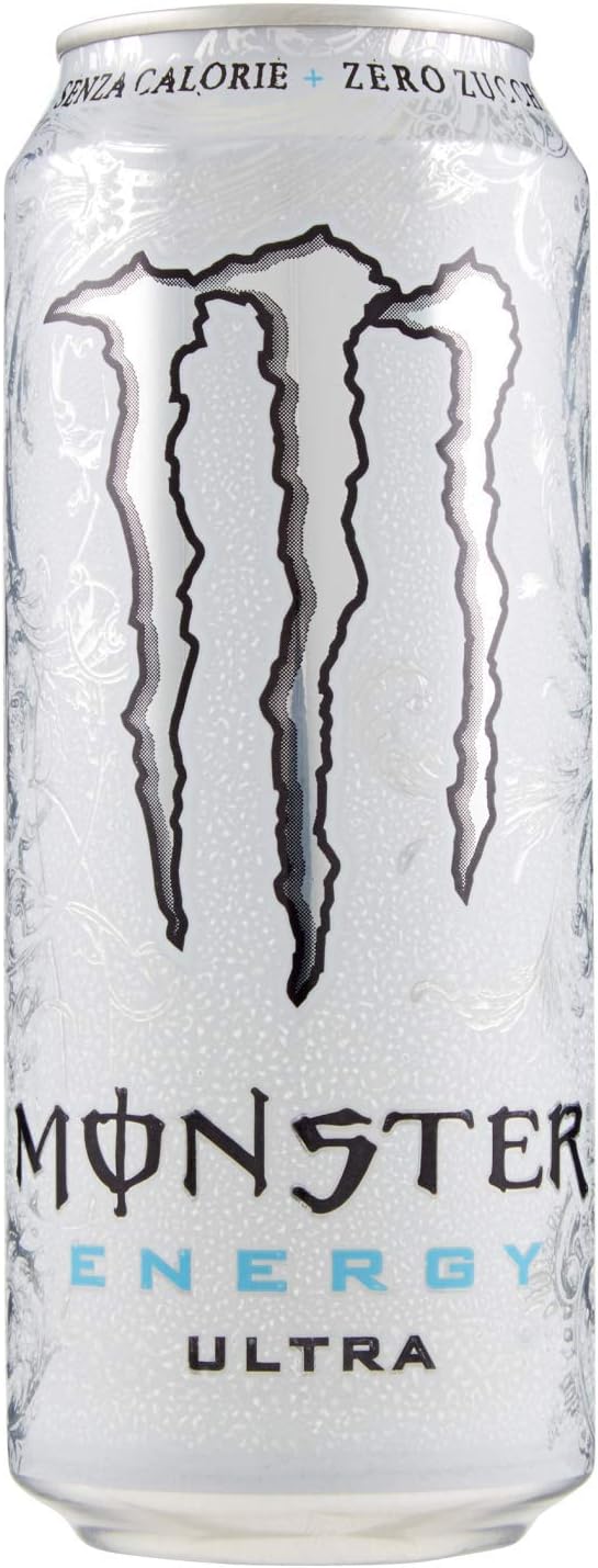 48x Monster Energy Ultra Zero Zuccheri Zero Calorie Energy Drink Without Sugar Without Calories Light Taste, not Too Sweet, Sparkling and citrusy Sports Drink 500ml Soft Drink