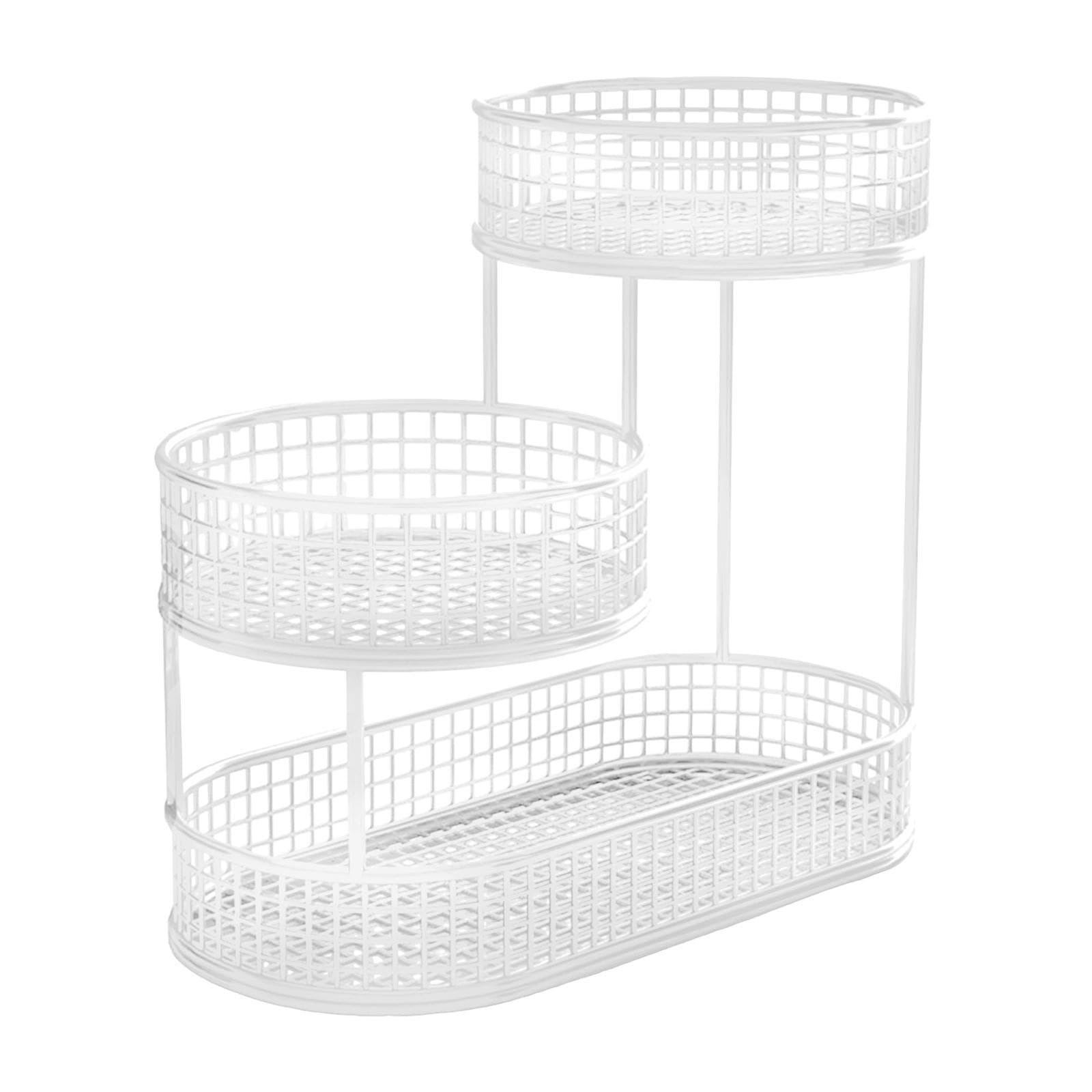 PIXZCSA for Creative Multi Tier Iron Wire Vegetable Basket Crafty Best for Organizing Snacks Fruits and Veggies in Kitchen Dining Area Vegetable Bread Holder, White, 32x32cm