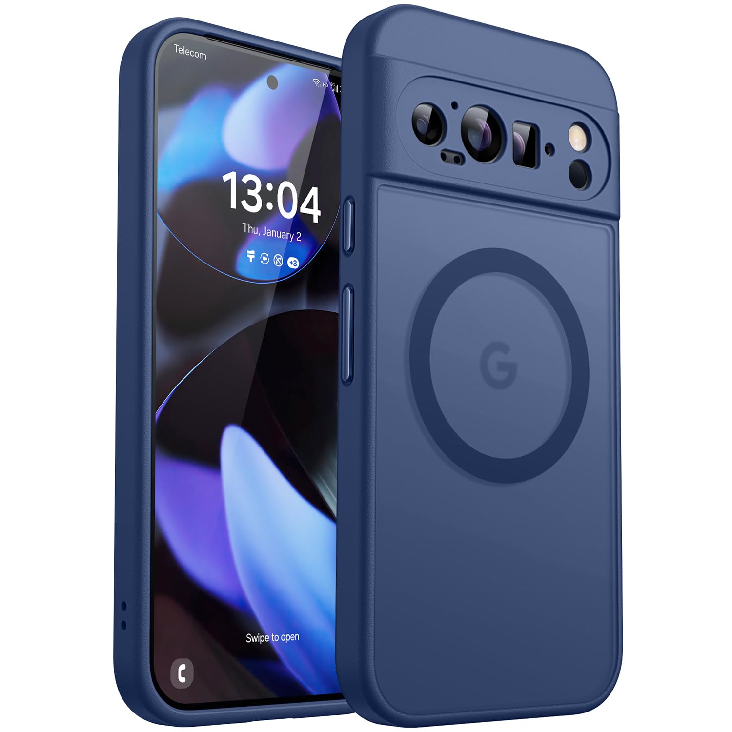 Photo 1 of CANSHN Magnetic for Google Pixel 9 Pro Case(6.3 Inch), Upgraded [Full Camera Protection] [Compatible with Magsafe] [Translucent Matte] Shockproof Protective Phone Cover, Deep Blue
