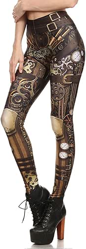 Women Steampunk Retro Leggings Comic Cosplay Punk Print Polyester Gothic