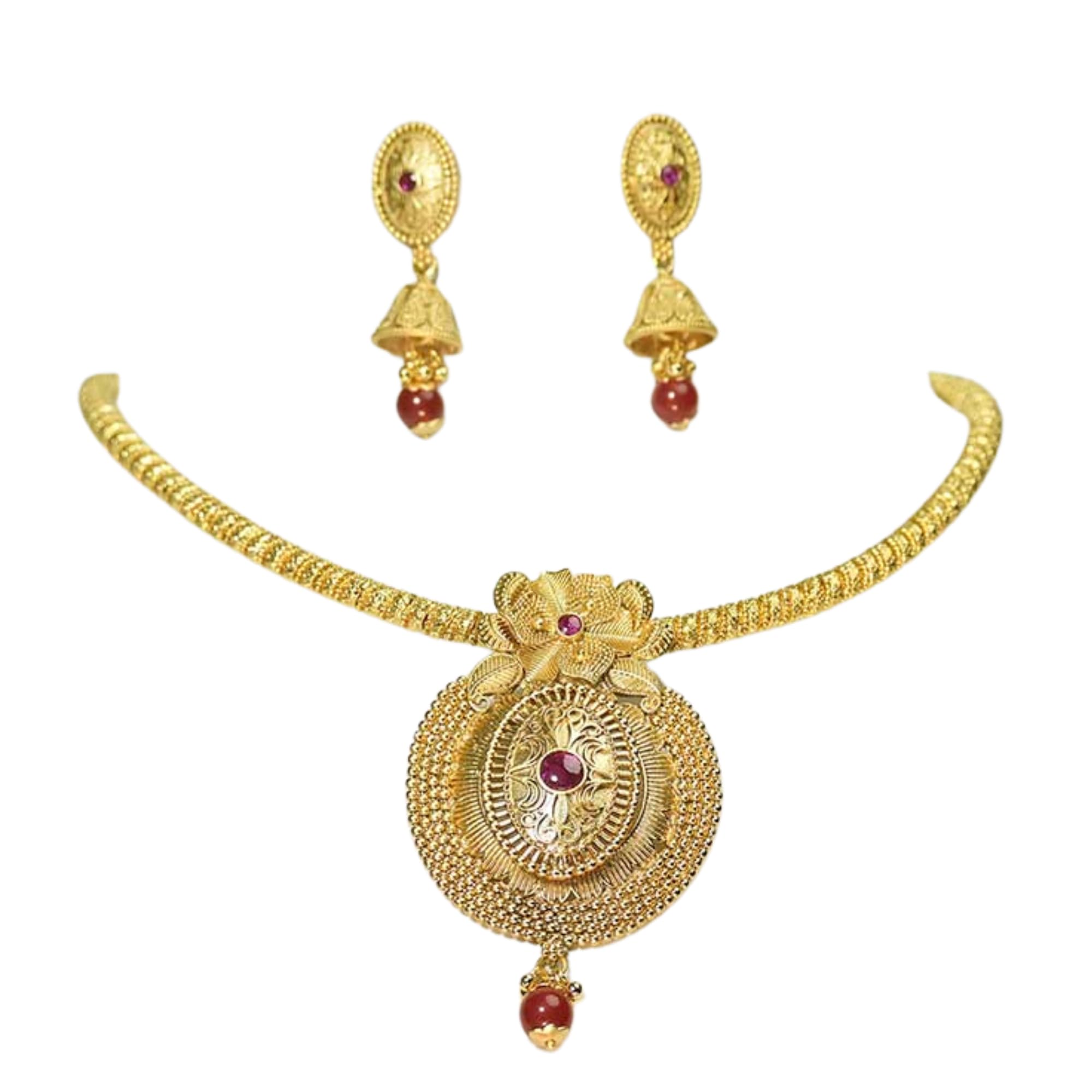JEWELLERY ZE Pendant Set For Women 1 Gm Gold Plated Necklace Set Multi Color Stone Pipe Chain With Pendant Set (Red Stone) (B0DDJR3QTT) Amazon Price History, Amazon Price Tracker