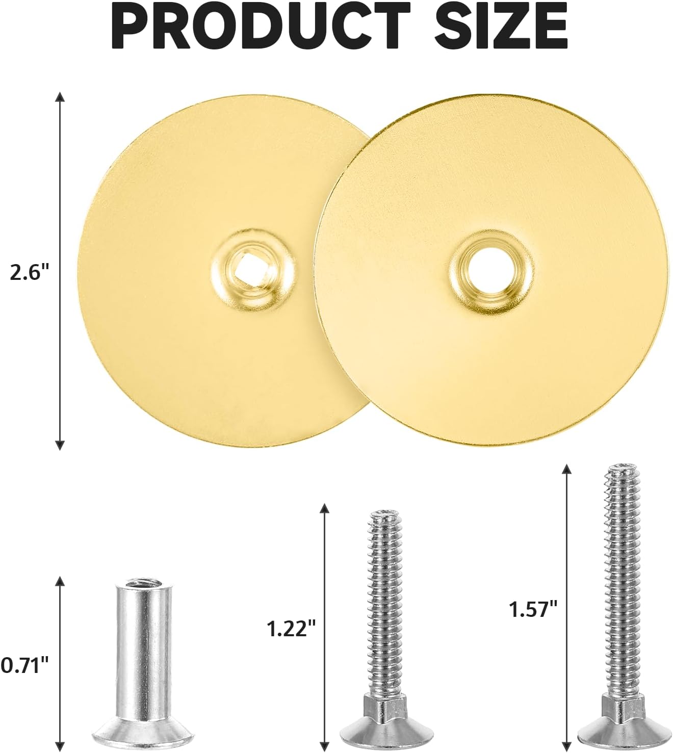 Door Hole Cover Plate, Door Knob Cover Door Knob Plate 2-5/8" Diameter Gold Door Knob Covers Door Hole Filler Plate for Home Security