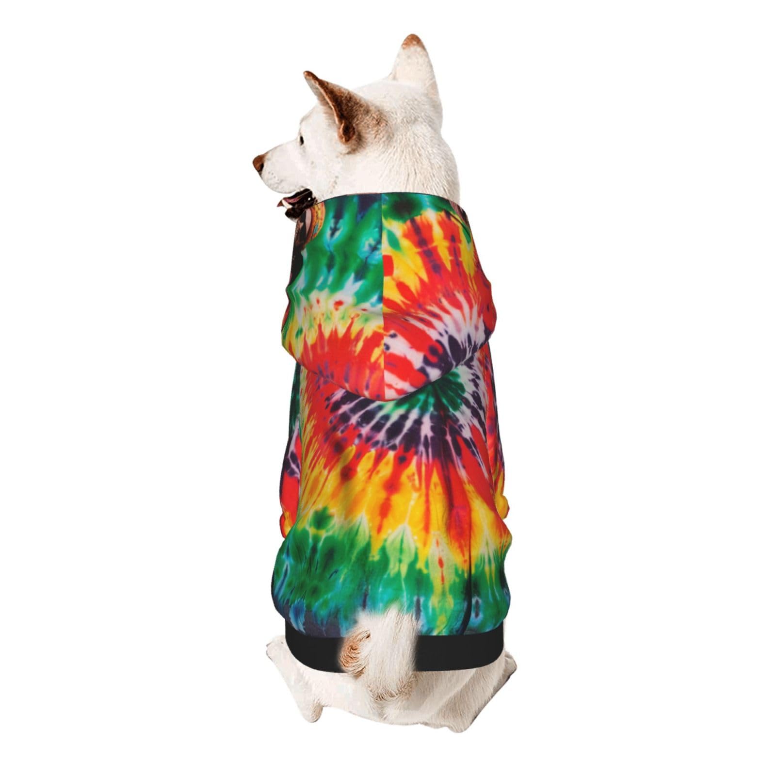 Tie Dye Hippies Printed Dog Hoodie Soft Dog Sweatshirt Cute Cat Dog Clothes for Small Dogs Kitten Puppy, M