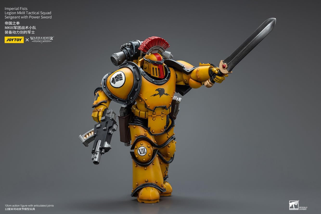 Warhammer 40K: Imperial Fists Legion MkIII Despoiler Sargeant with Power Sword 1:18 Scale Figure