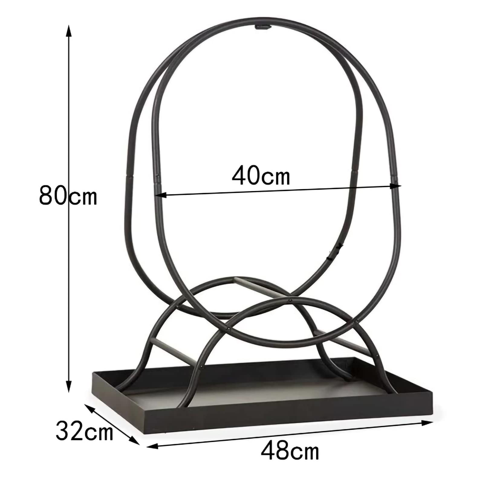 Leñero Tubular De Acero para Almacenamiento De Leña, Resistente, para Uso En Interiores Y Exteriores. Color: Metal/Negro.